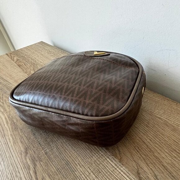 Vintage Mario Valentino Brown Monogram Zipper Pouch Clutch Cosmetic Bag EUC - Picture 7 of 9